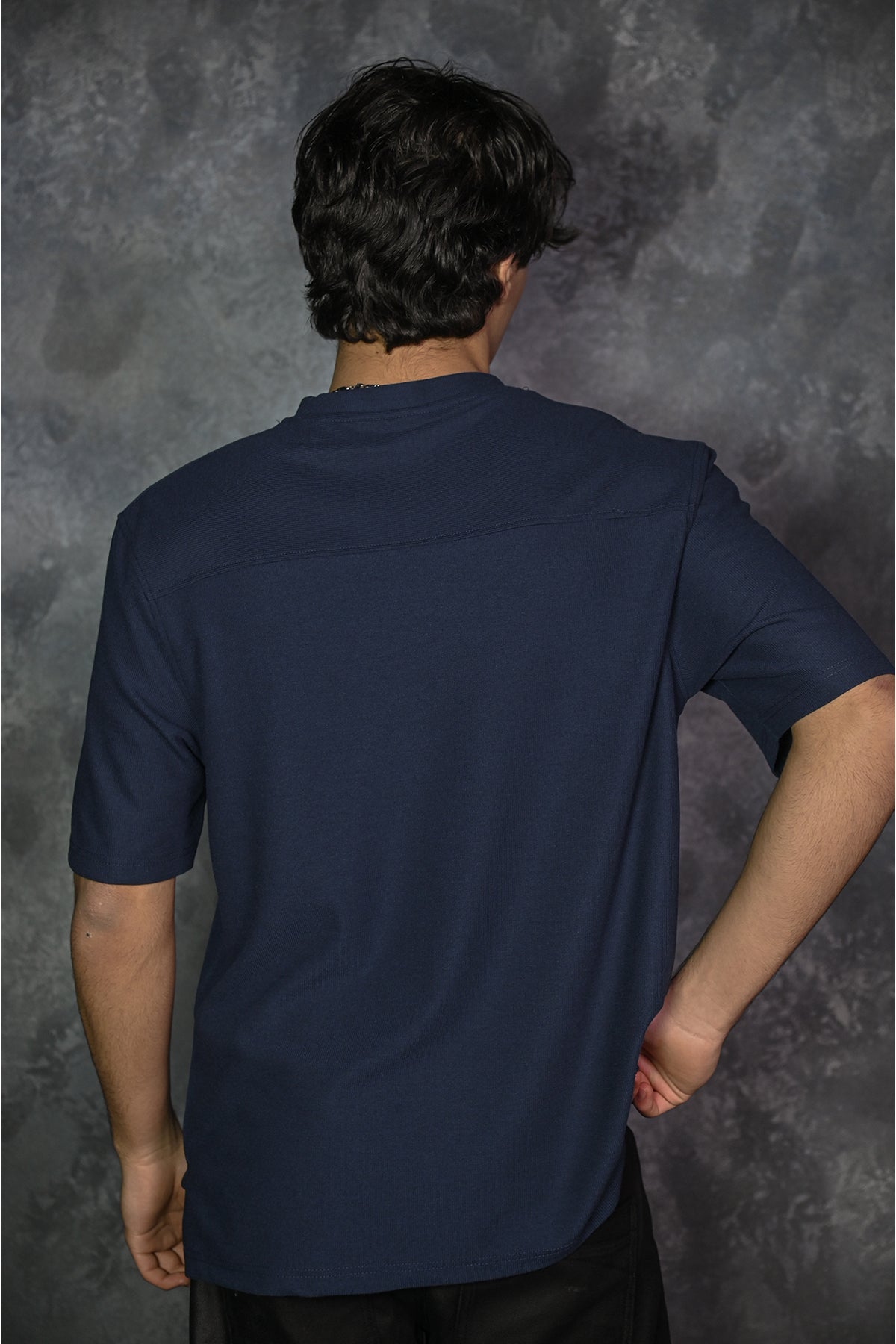 Kalın Kumaşlı Düz Erkek T-shirt - Lacivert