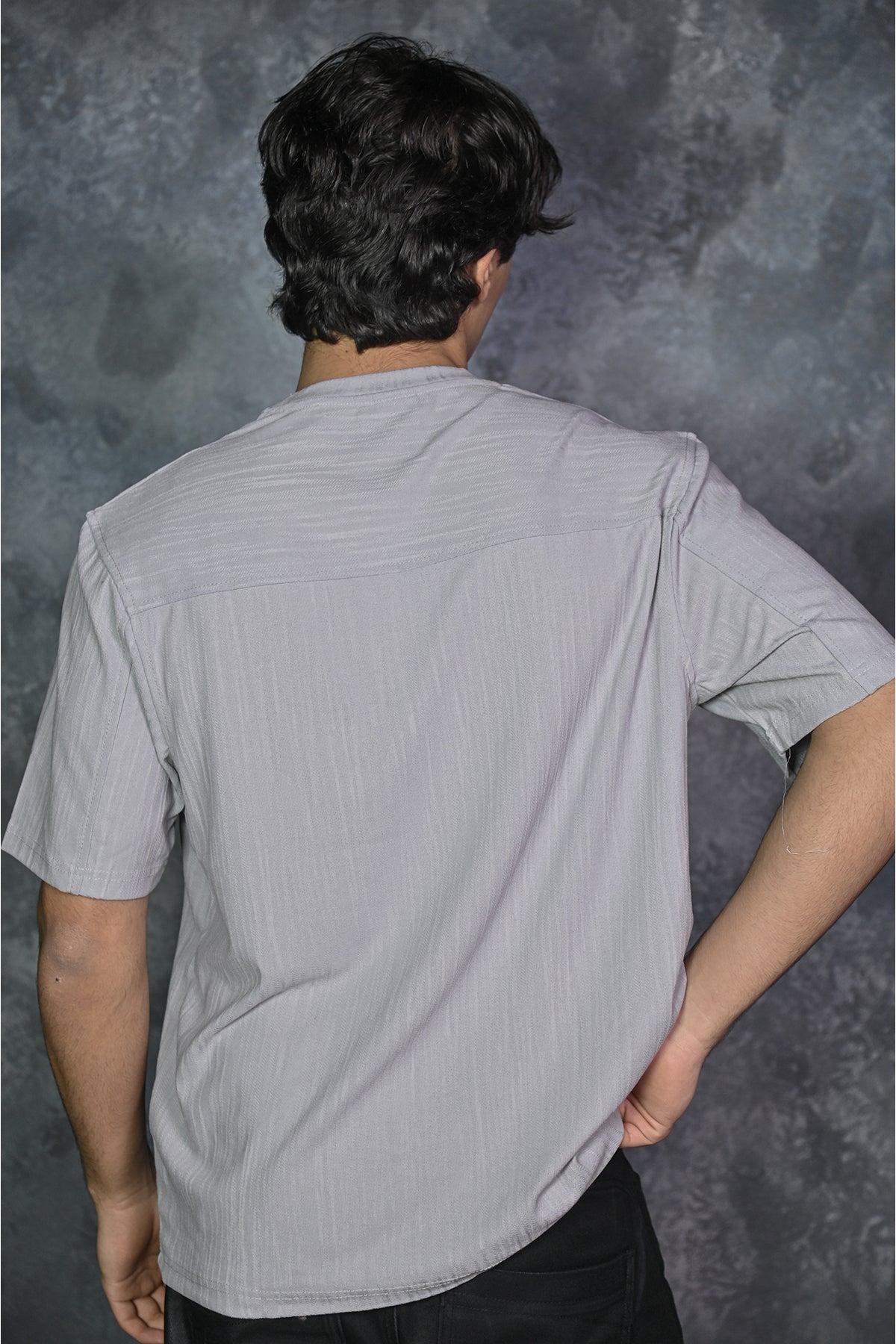 Yumuşak Dokulu Oversize Erkek T-Shirt - Gri