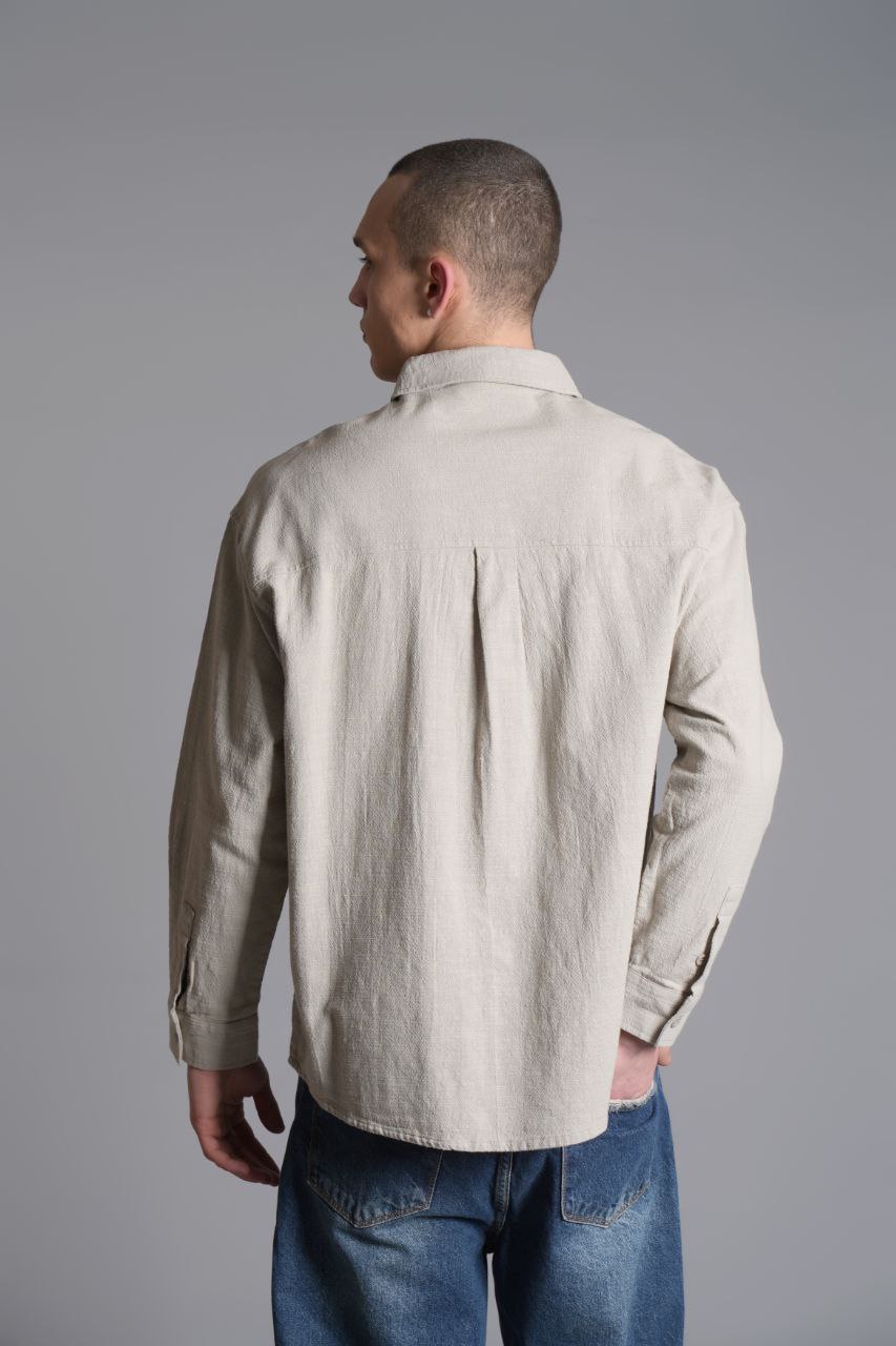 Tombul Flam Uzun Kol Gömlek - Pamuklu Keten Şıklığı ve Rahatlığı Natural