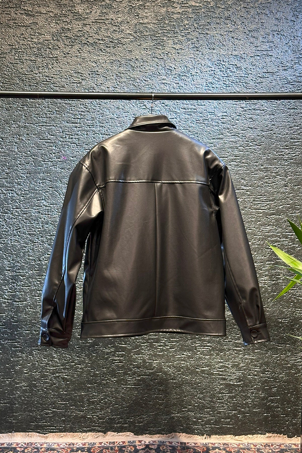 Havana Siyah Düğmeli Suni Deri Ceket