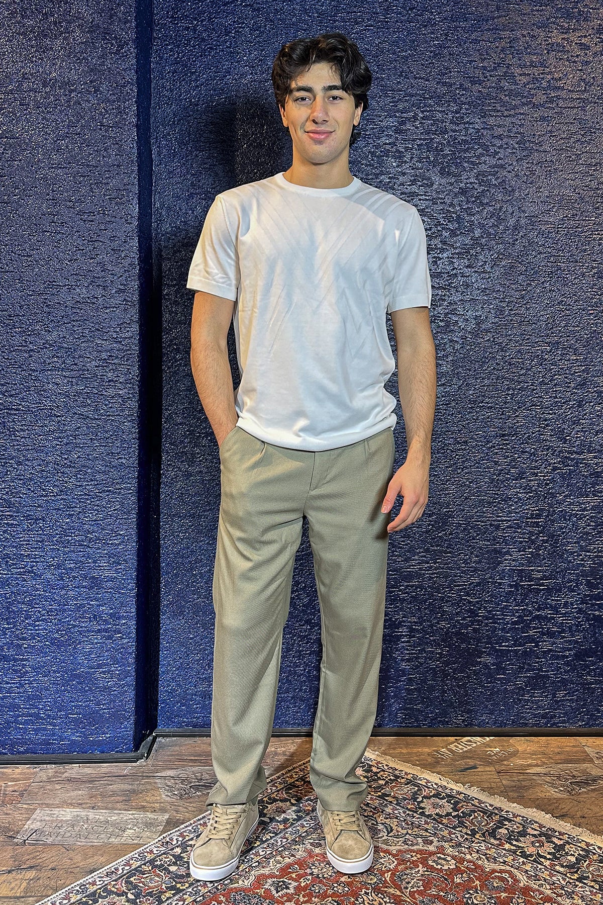 Erkek Old Money Baggy Kumaş Pantolon - Su Yeşili