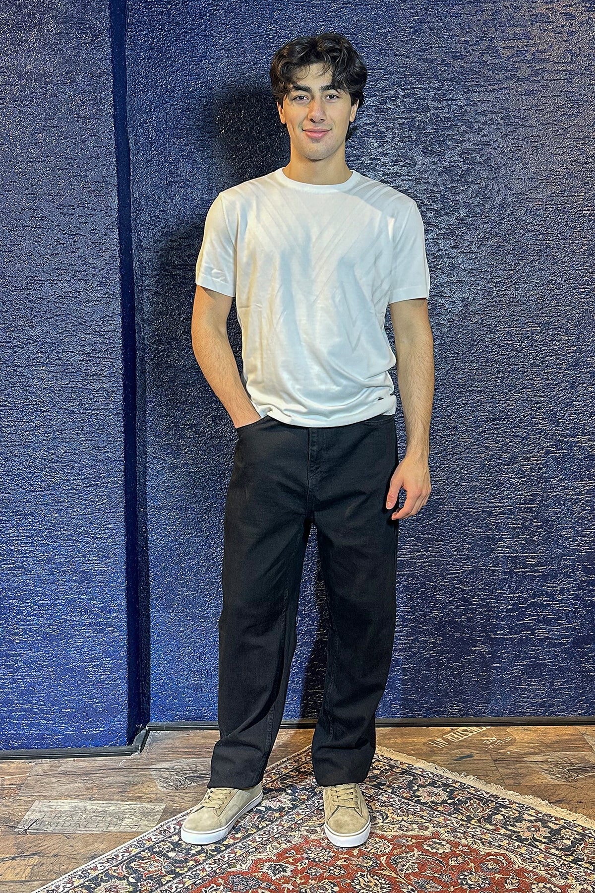 Erkek Baggy Old Money Kot Pantolon - Siyah