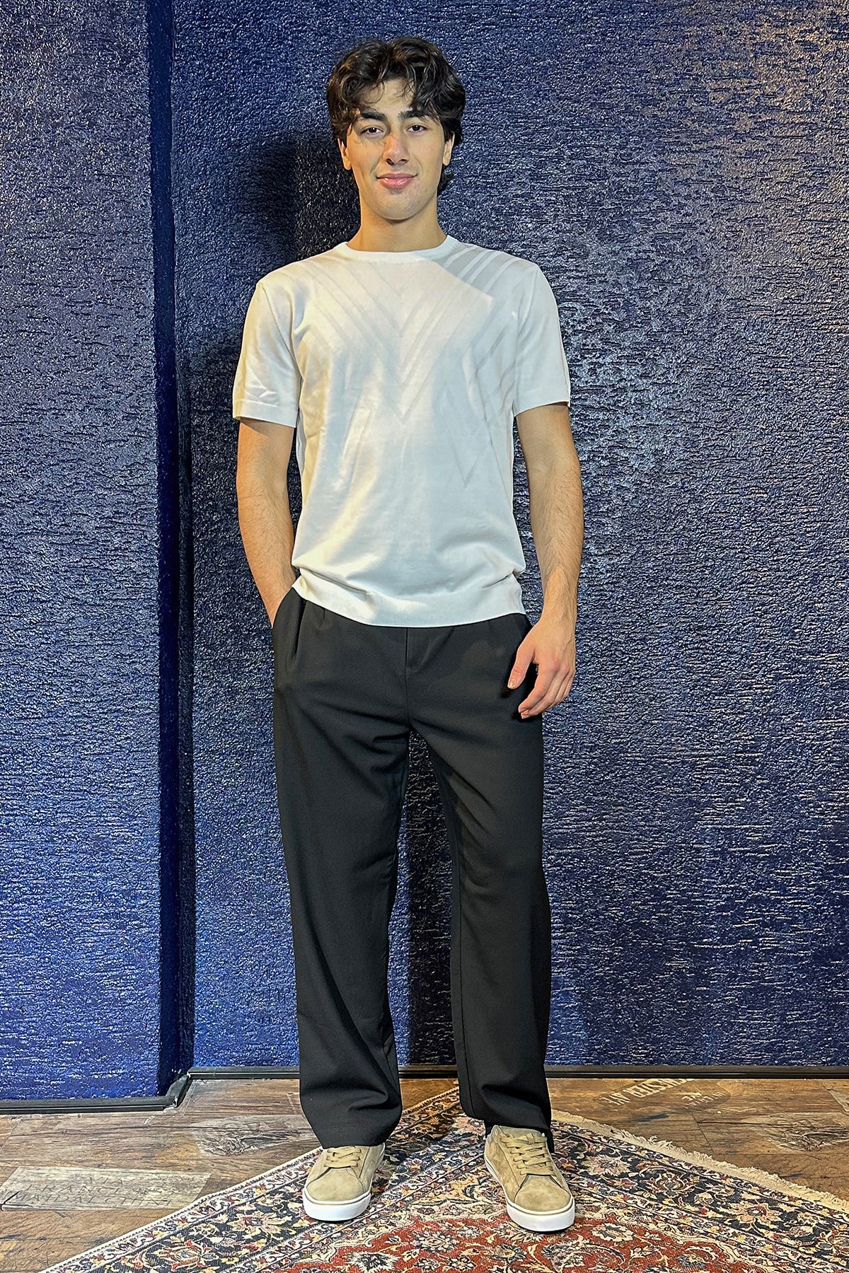 Erkek Old Money Baggy Kumaş Pantolon - Siyah