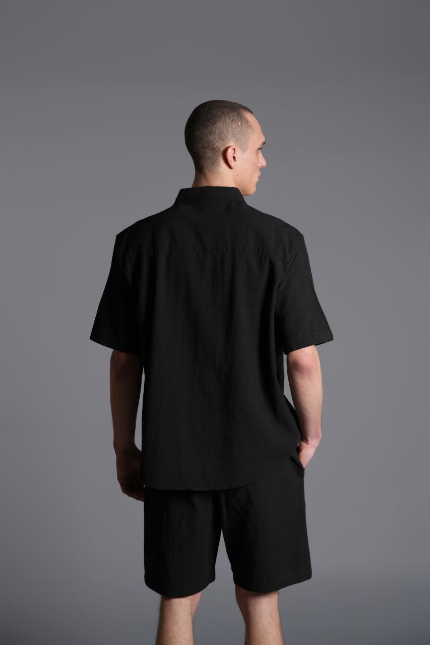 Tombul Flam Basic Şort - Pamuklu Keten Konforu Siyah