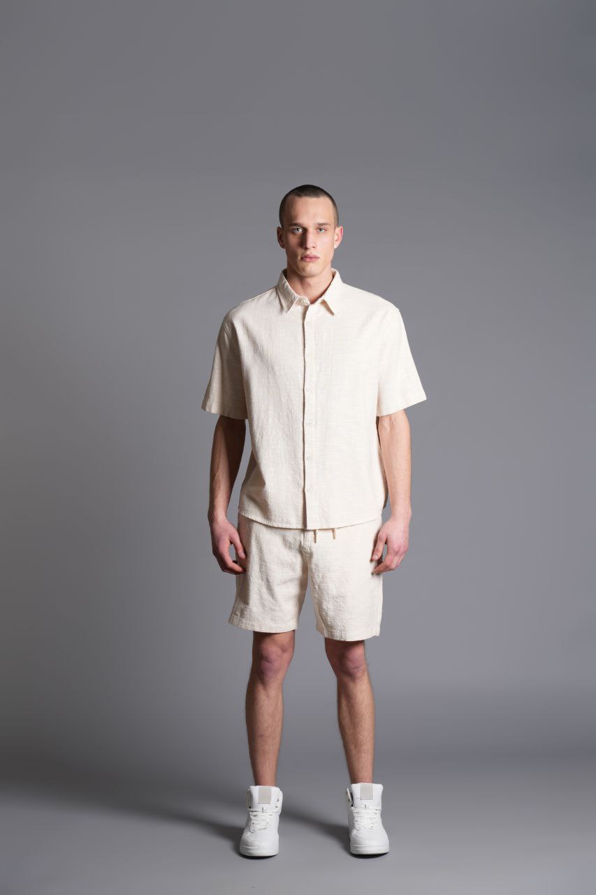 Tombul Flam Basic Şort - Pamuklu Keten Konforu Natural