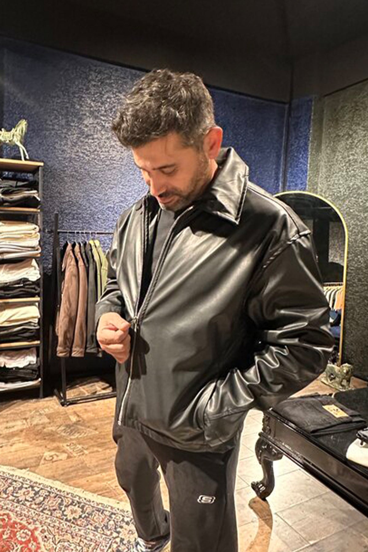 Atina Suni İnce Deri Ceket Siyah