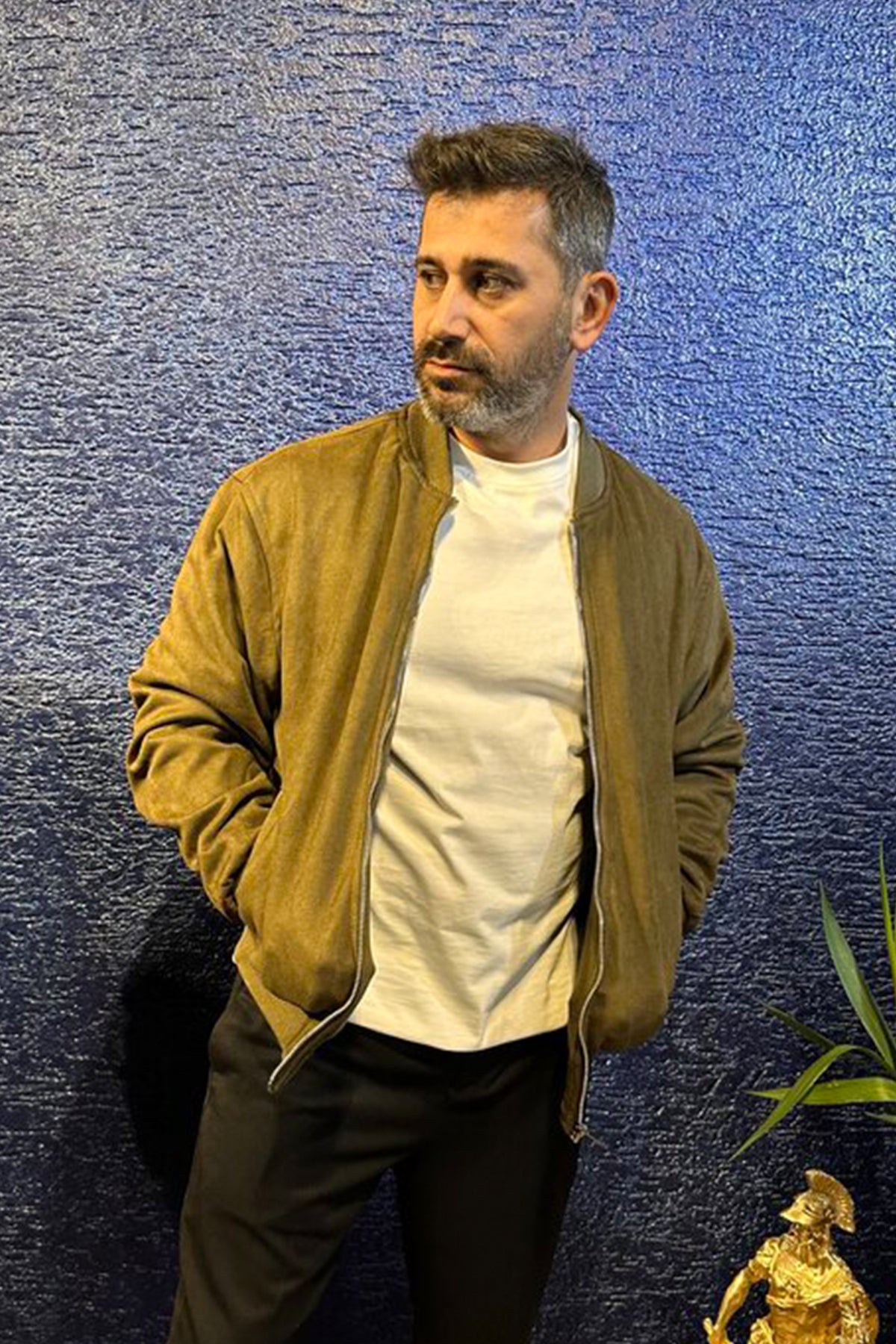 Santiago Süet Cepli Bomber Ceket Haki