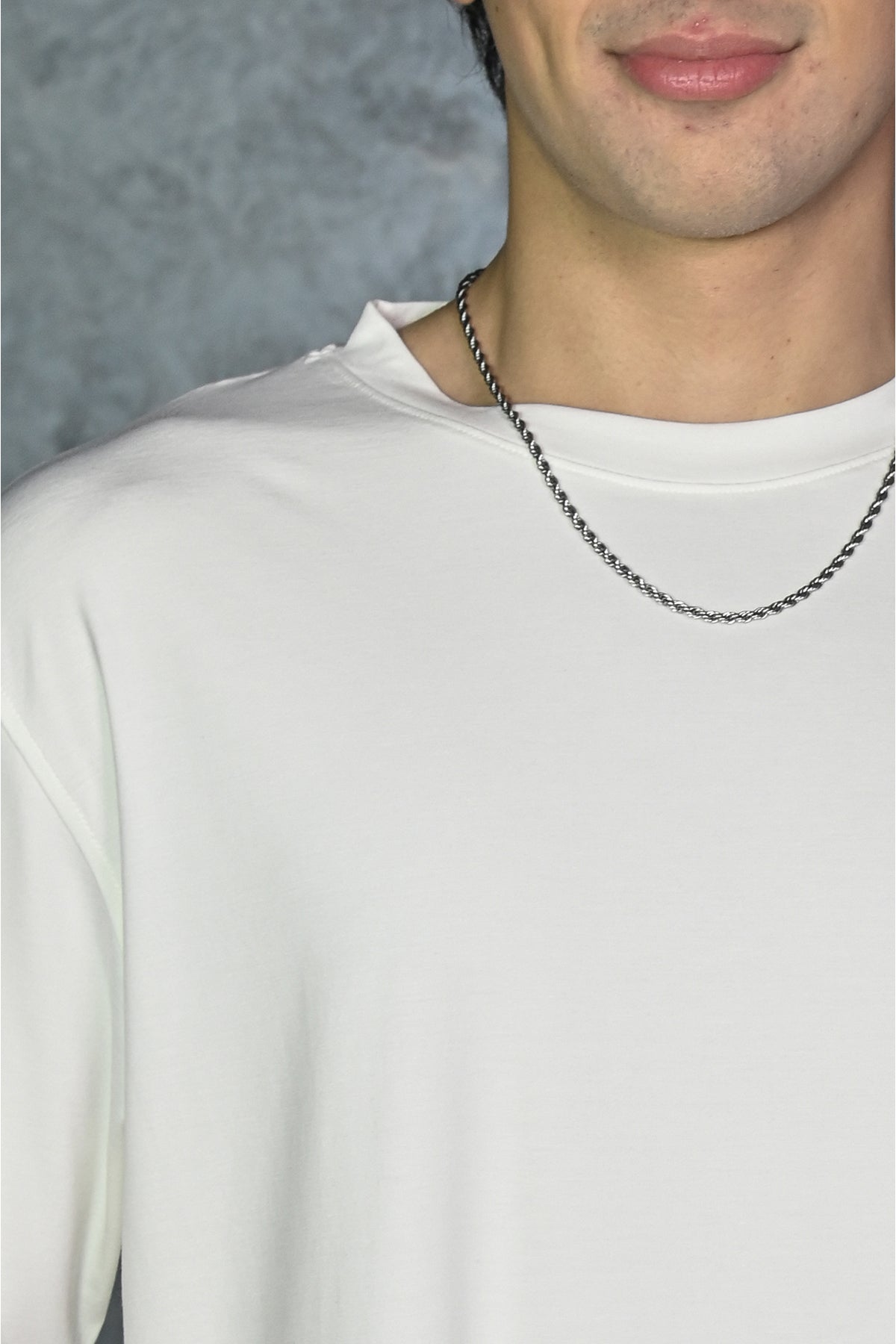 Kalın Kumaşlı Düz Erkek T-shirt - Ekru