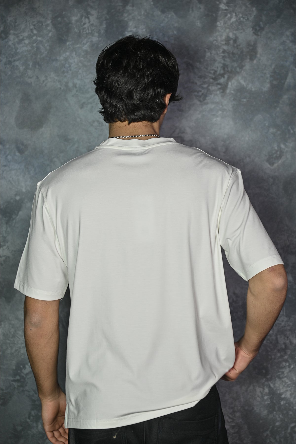 Kalın Kumaşlı Düz Erkek T-shirt - Ekru