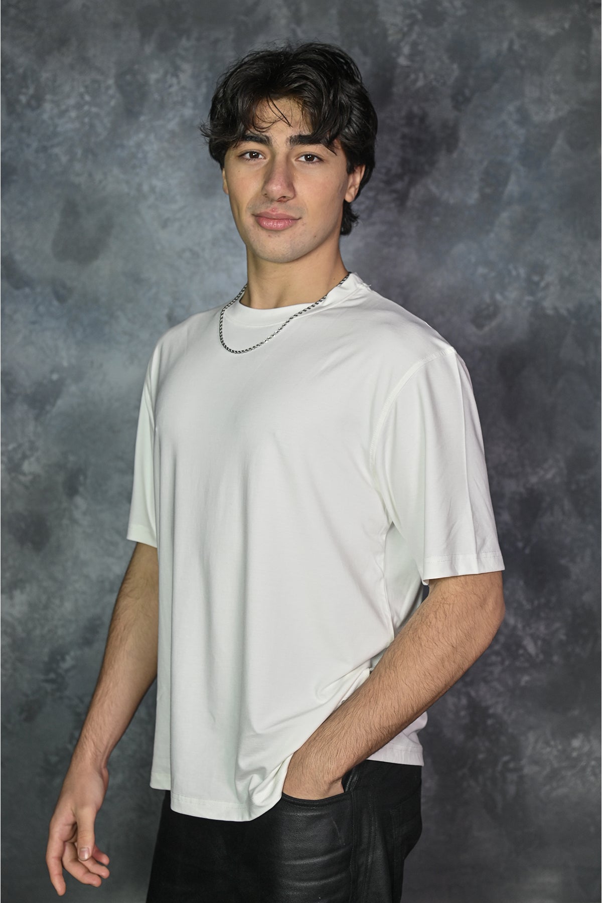 Kalın Kumaşlı Düz Erkek T-shirt - Ekru