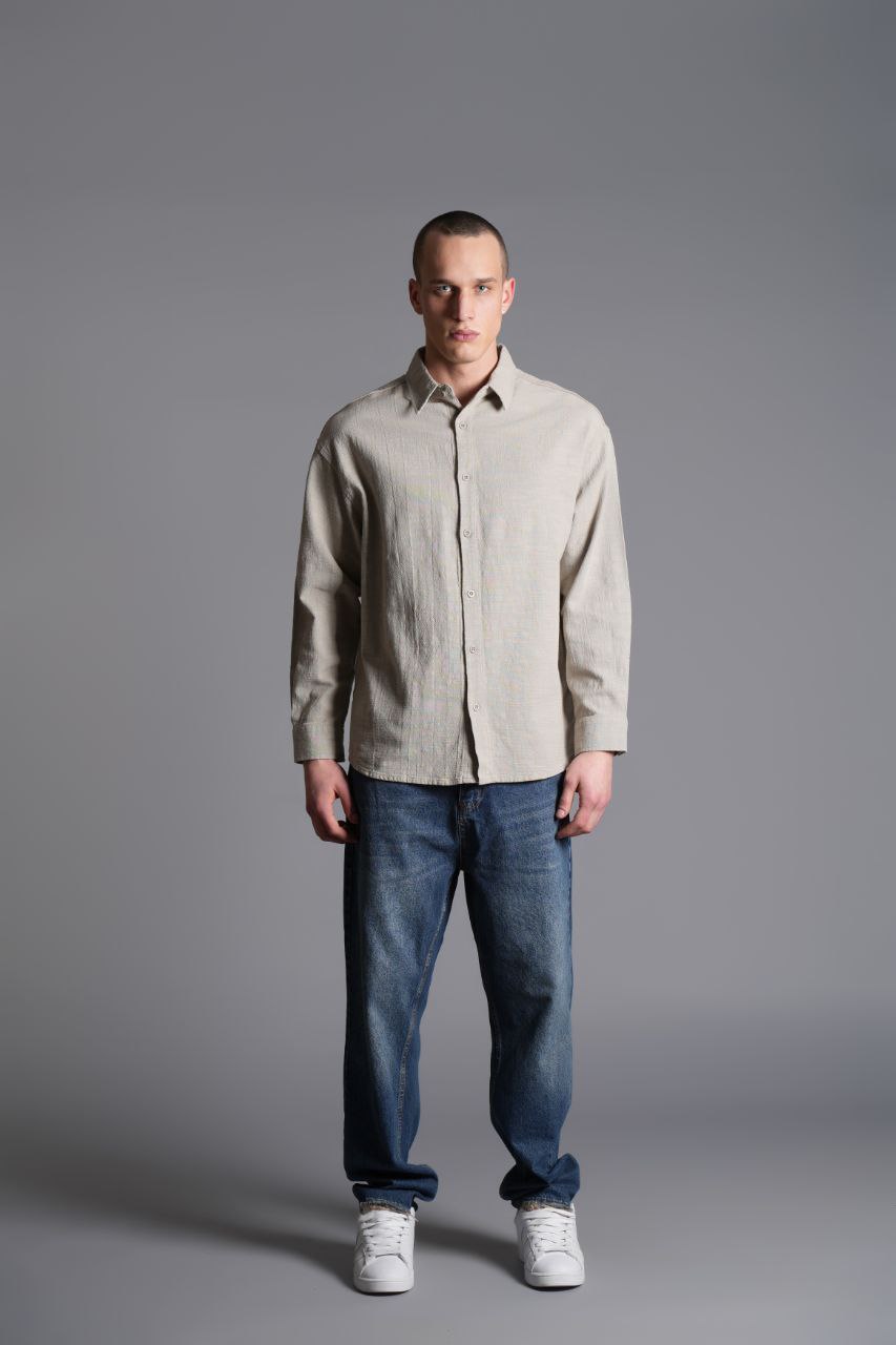 Tombul Flam Uzun Kol Gömlek - Pamuklu Keten Şıklığı ve Rahatlığı Natural