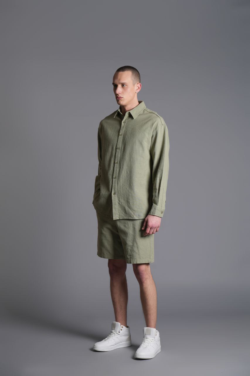 Tombul Flam Uzun Kol Gömlek - Pamuklu Keten Şıklığı ve Rahatlığı Greenalmond