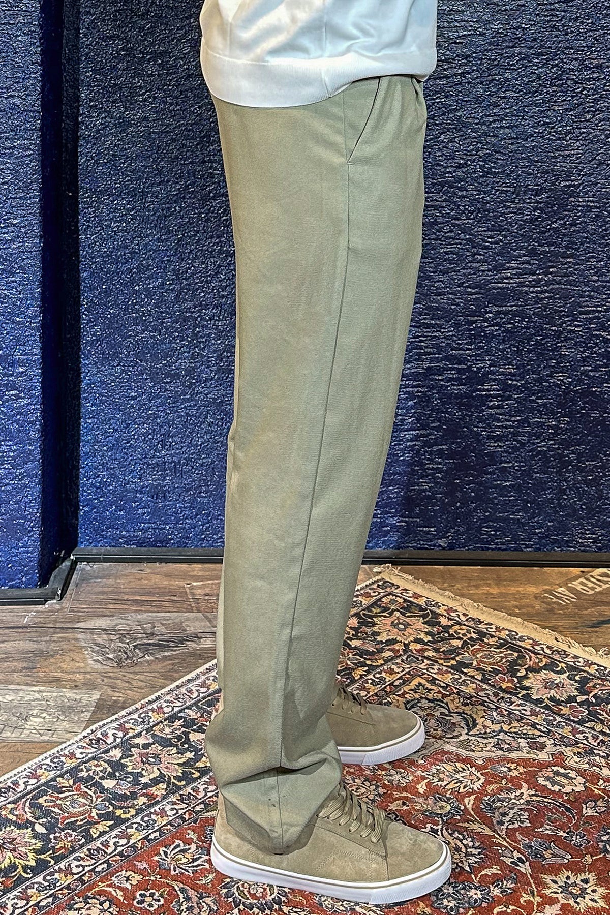 Erkek Old Money Baggy Kumaş Pantolon - Su Yeşili