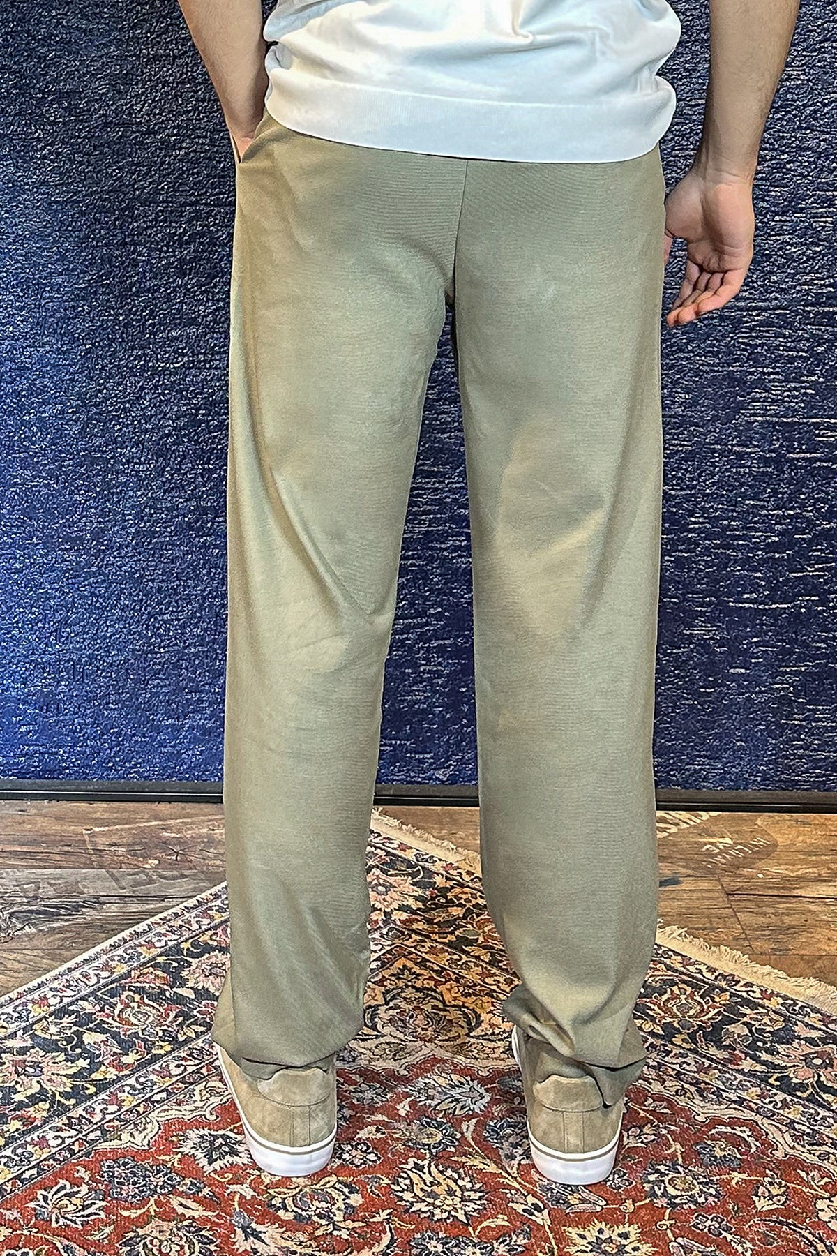 Erkek Old Money Baggy Kumaş Pantolon - Su Yeşili