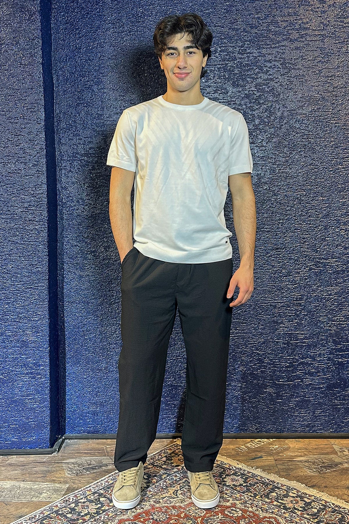 Beli Lastikli Erkek Baggy Keten Pantolon - Siyah