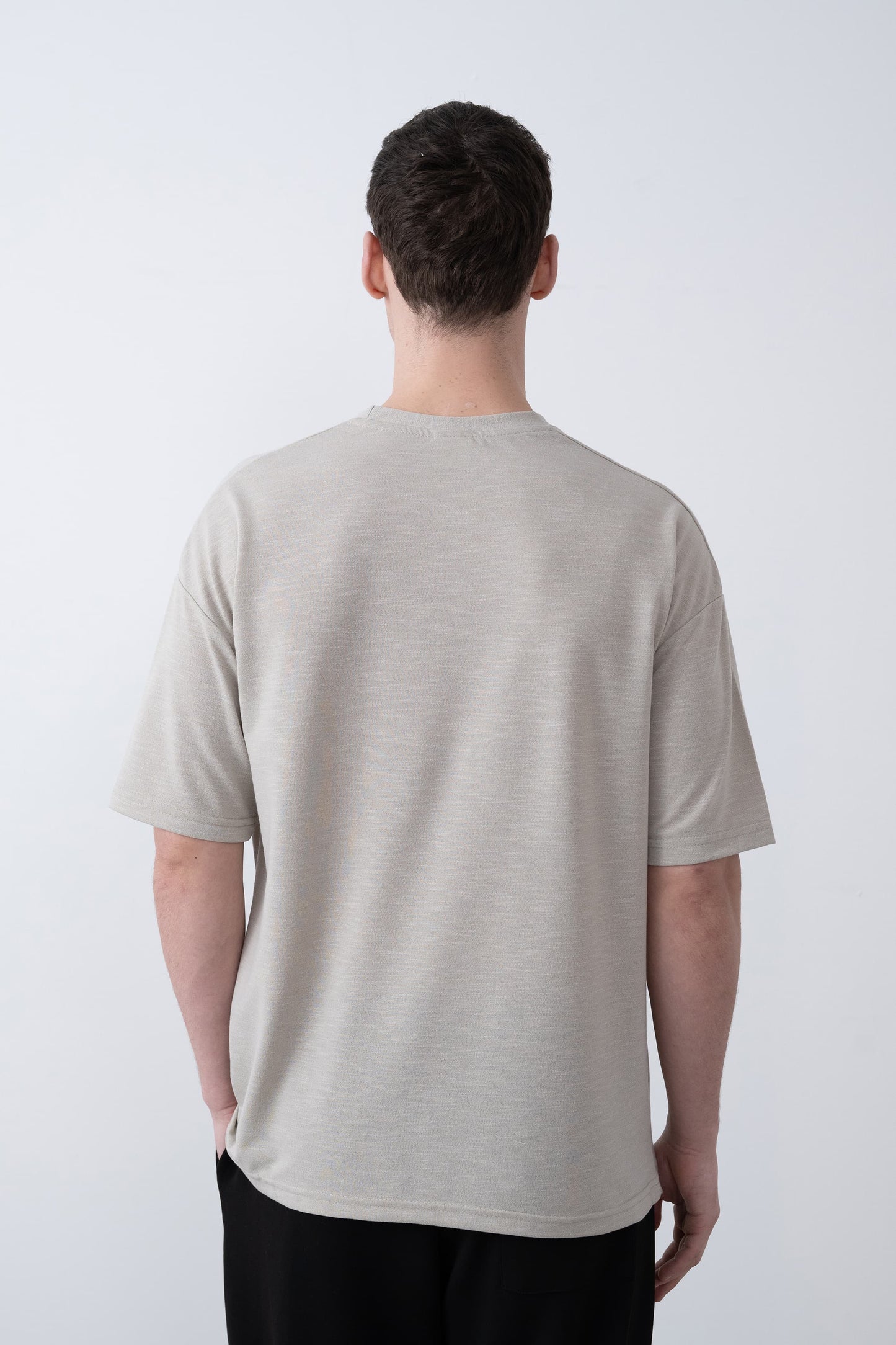 Au Marché Noír Yazılı Oversize T-shirt - Polyester Konfor ve Modern Tasarım Taş