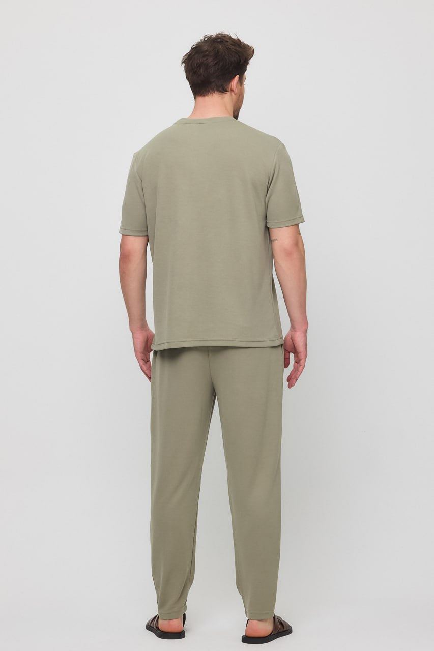 Bisiklet Yaka Oversize Modal Kumaş T-shirt - Konfor ve Şıklık - Haki