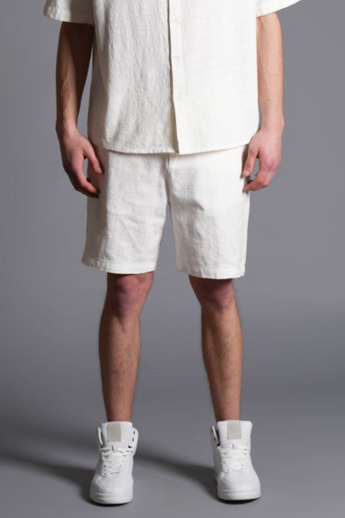 Tombul Flam Basic Şort - Pamuklu Keten Konforu Ekru