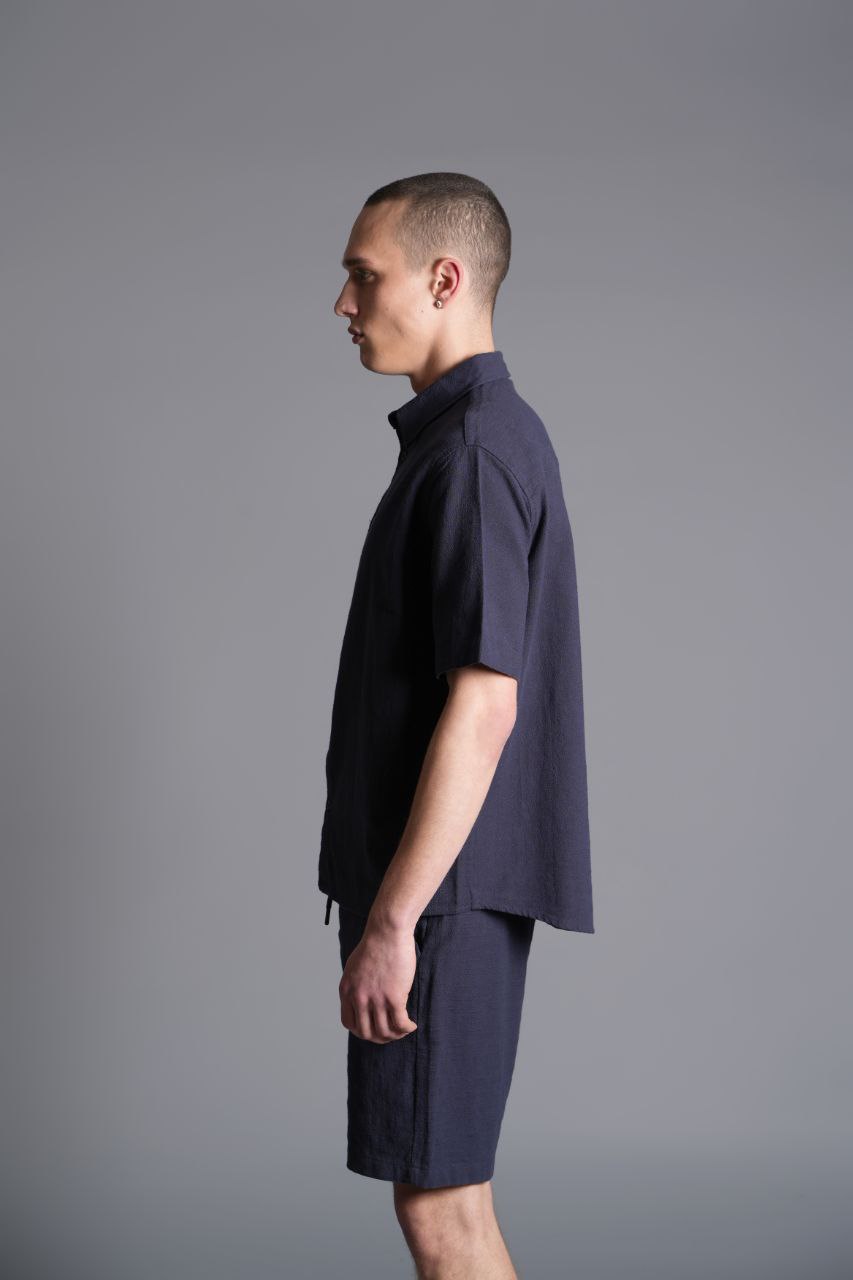 Tombul Flam Basic Şort - Pamuklu Keten Konforu Navyblue