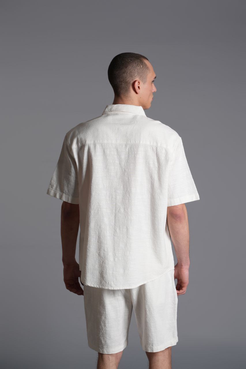 Tombul Flam Basic Şort - Pamuklu Keten Konforu Ekru