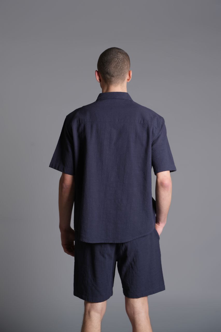 Tombul Flam Basic Şort - Pamuklu Keten Konforu Navyblue