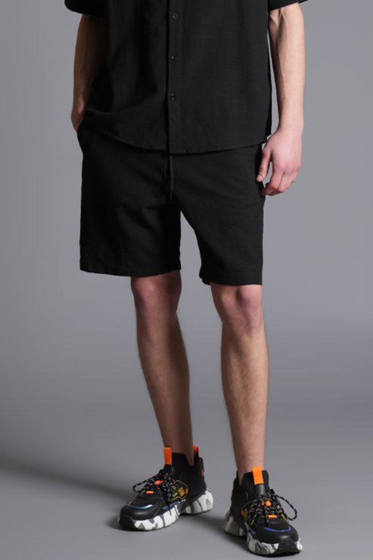 Tombul Flam Basic Şort - Pamuklu Keten Konforu Siyah