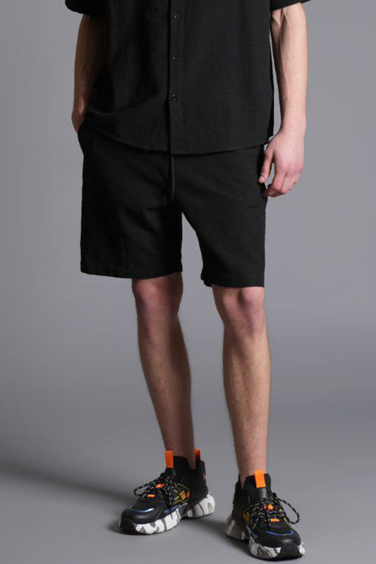 Tombul Flam Basic Şort - Pamuklu Keten Konforu Siyah