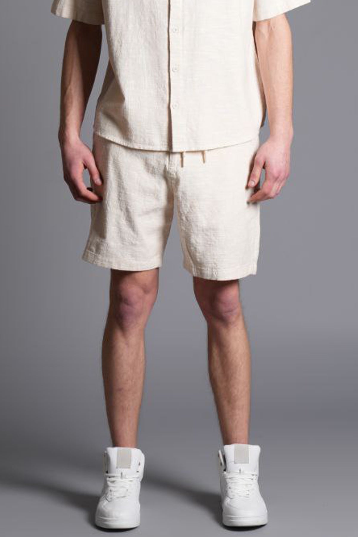 Tombul Flam Basic Şort - Pamuklu Keten Konforu Natural