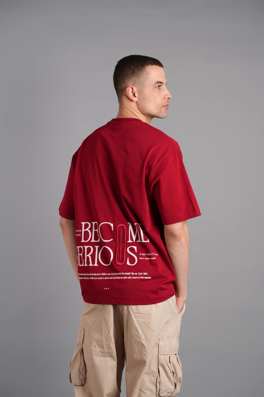 Burgundy Become Yazılı Nakışlı T-shirt - Pamuklu Konfor ve Şık Tasarım