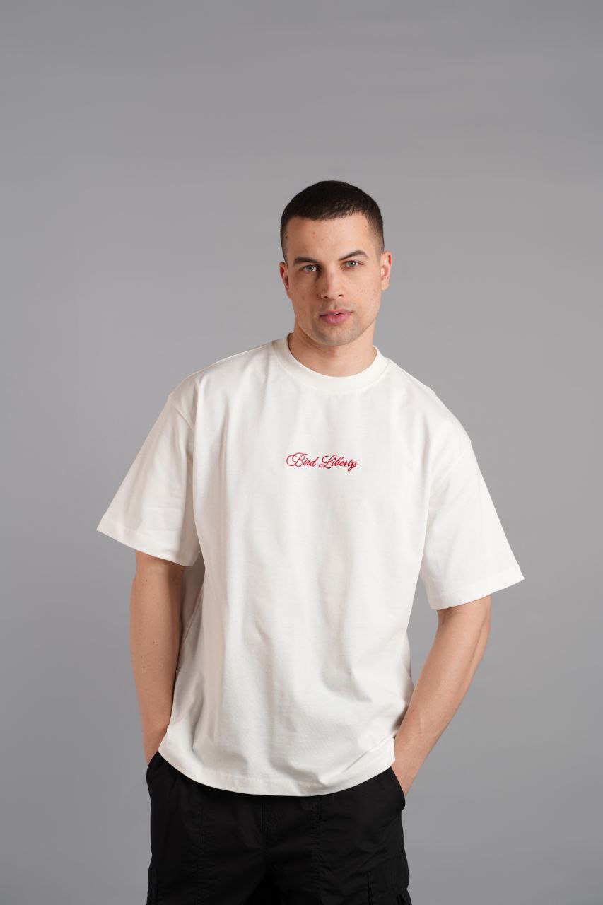 Sırtı Kuş Nakışlı T-shirt - Ekru