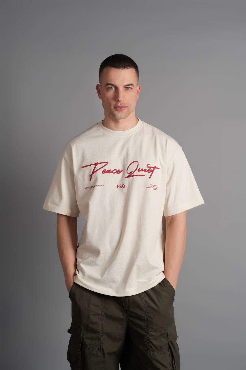 Peace Baskılı T-Shirt Beyaz