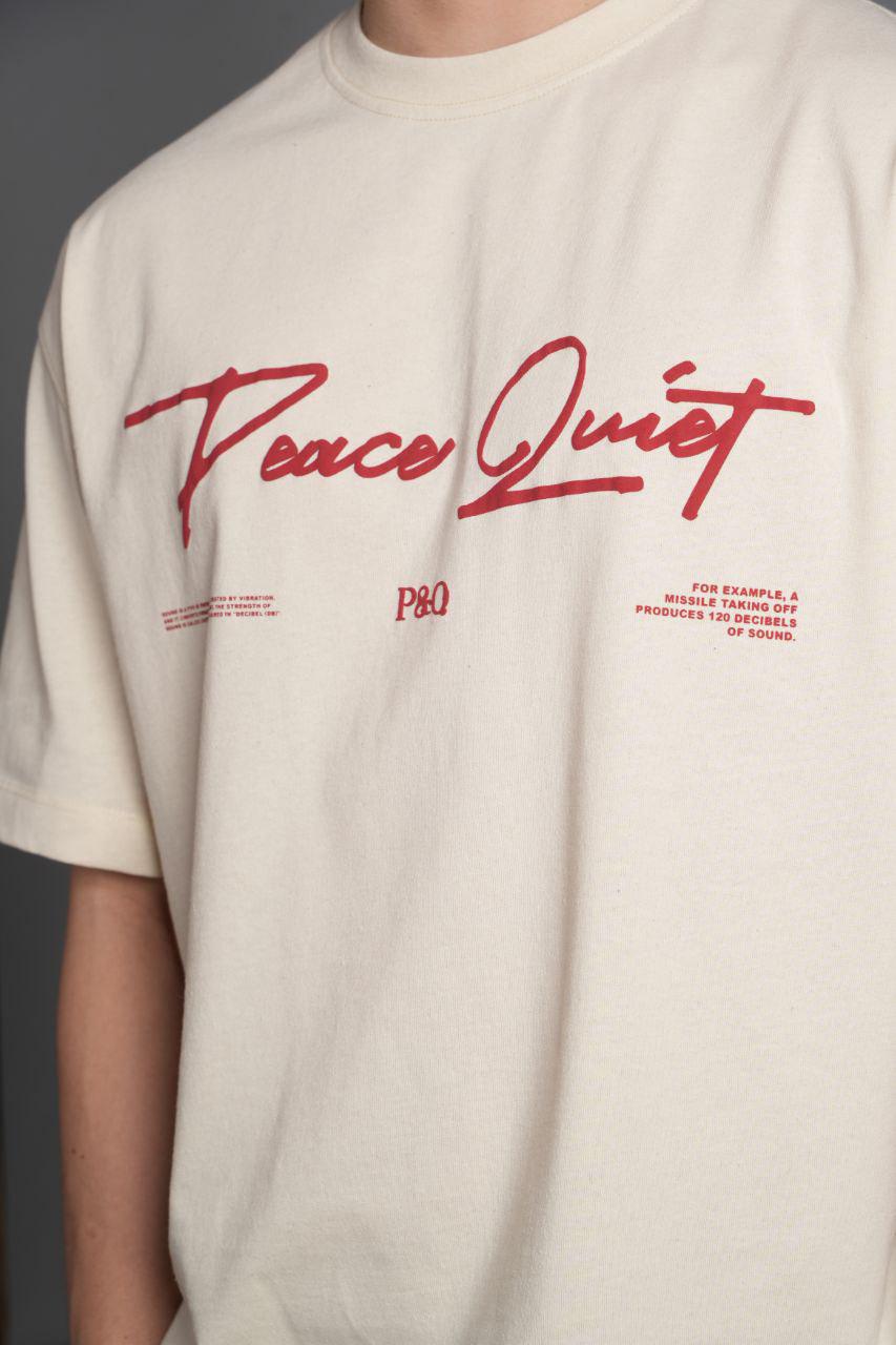 Peace Baskılı T-Shirt Beyaz