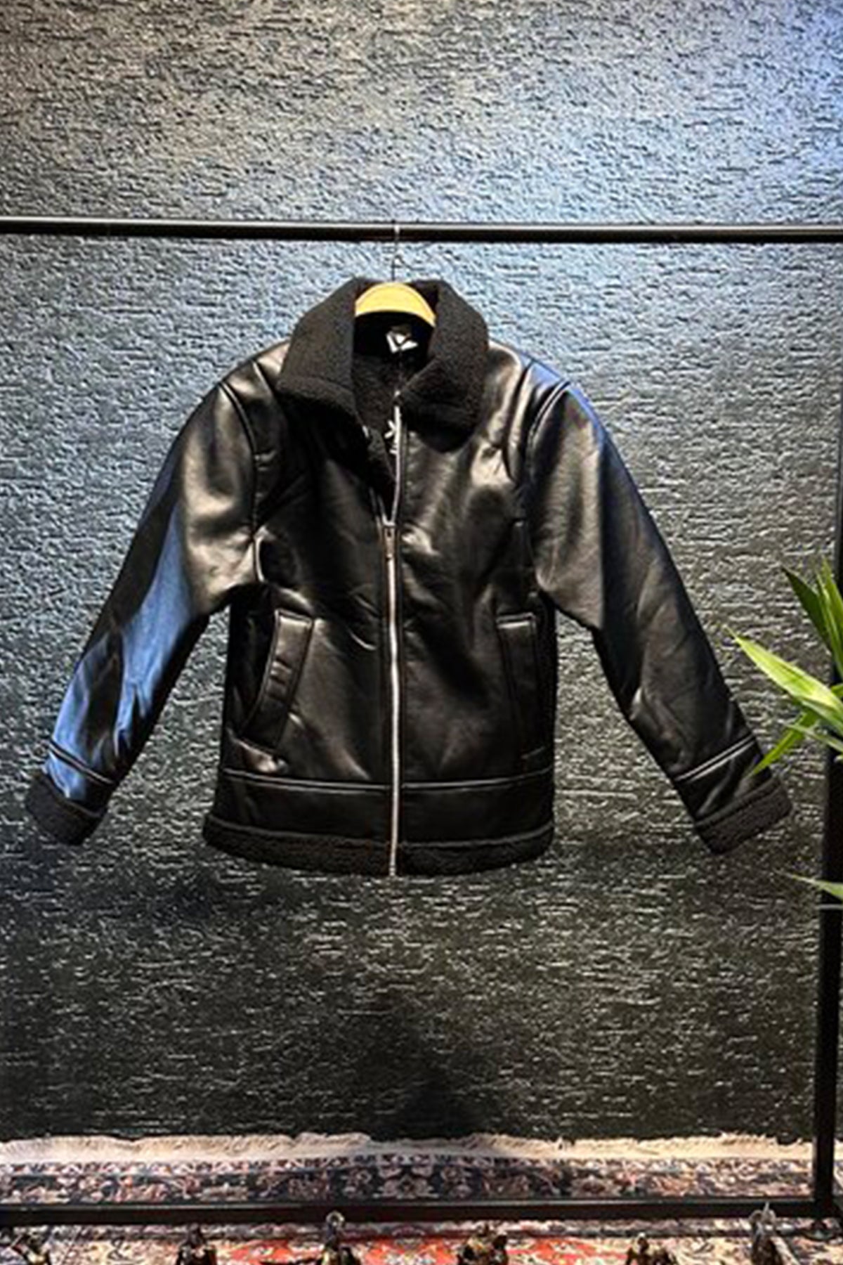 Varşova Suni Kürklü Fermuarlı Mont Siyah