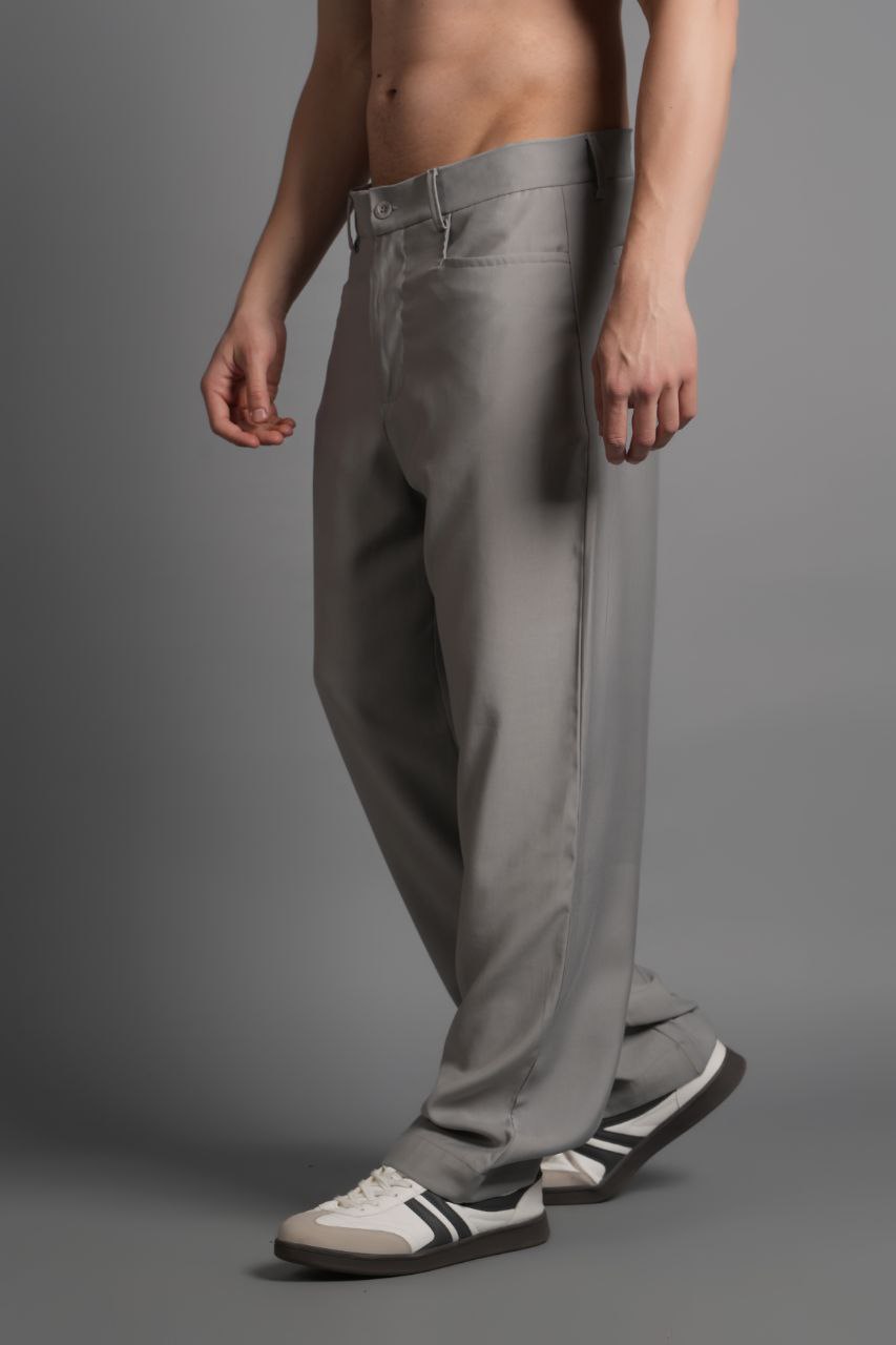 Tensel Kumaş Düz Cep Pantolon Gri