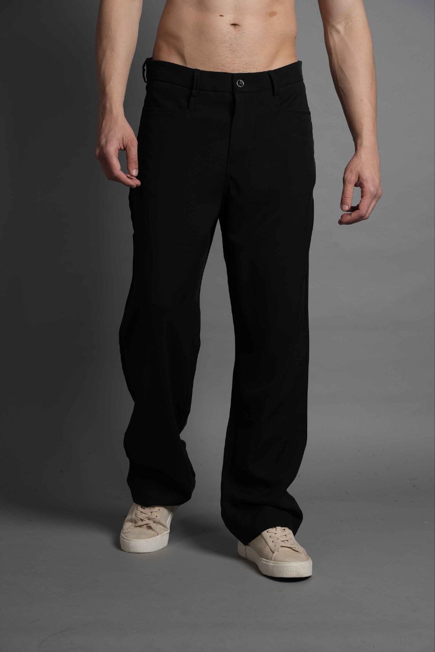 Tensel Kumaş Düz Cep Pantolon Siyah