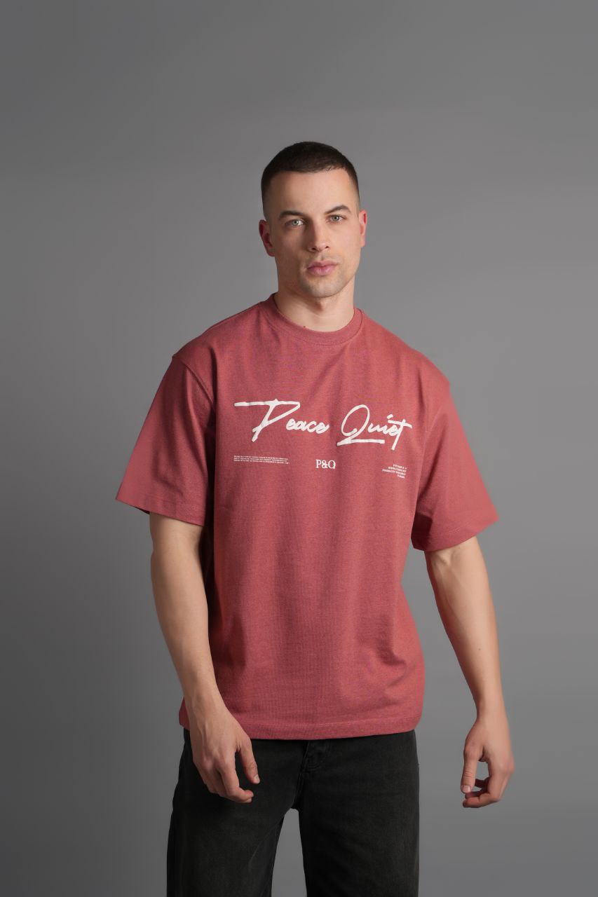 Peace Baskılı T-Shirt Kırmızı