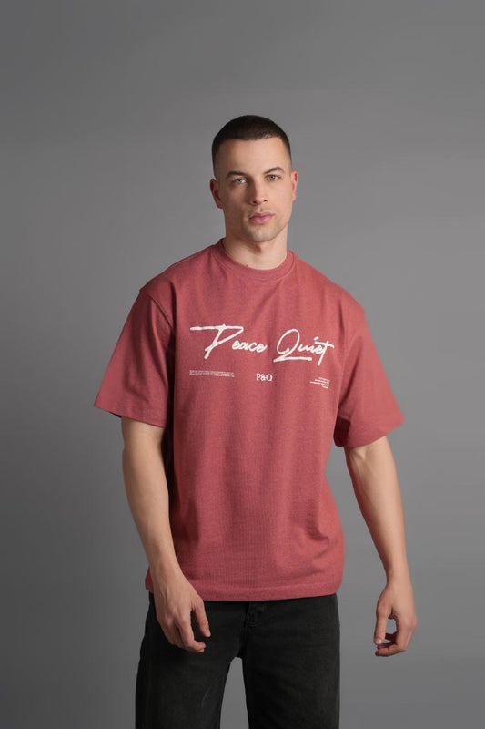 Peace Baskılı T-Shirt Kırmızı