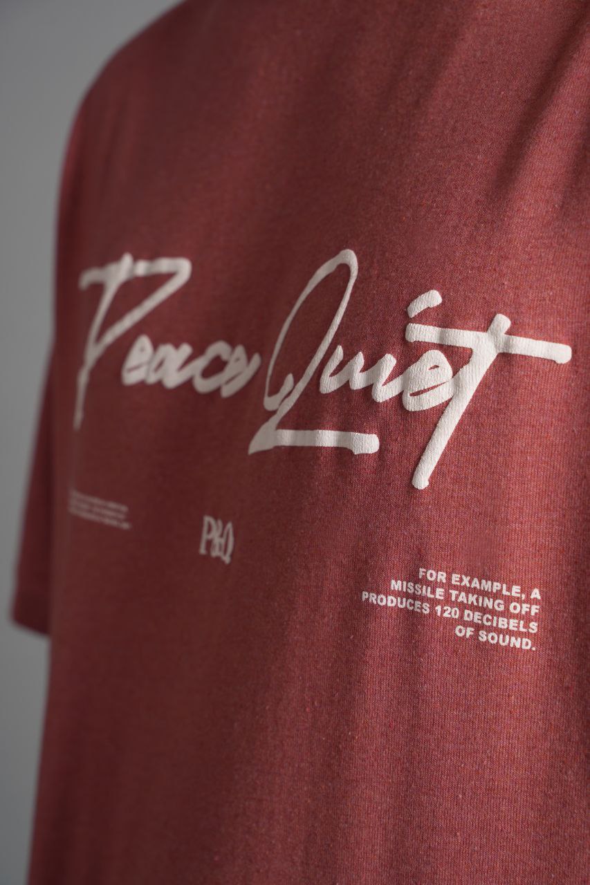 Peace Baskılı T-Shirt Kırmızı