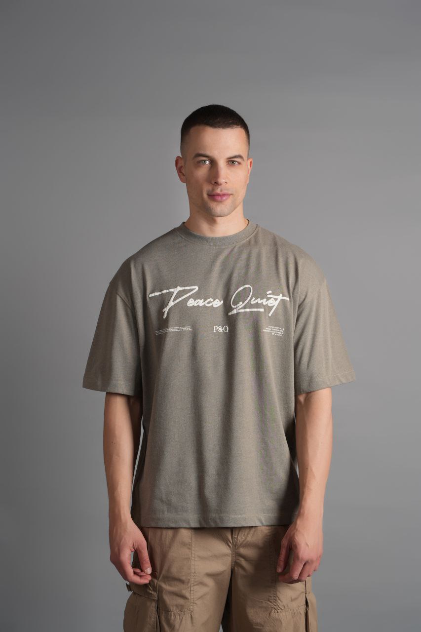 Peace Baskılı T-Shirt Ecru