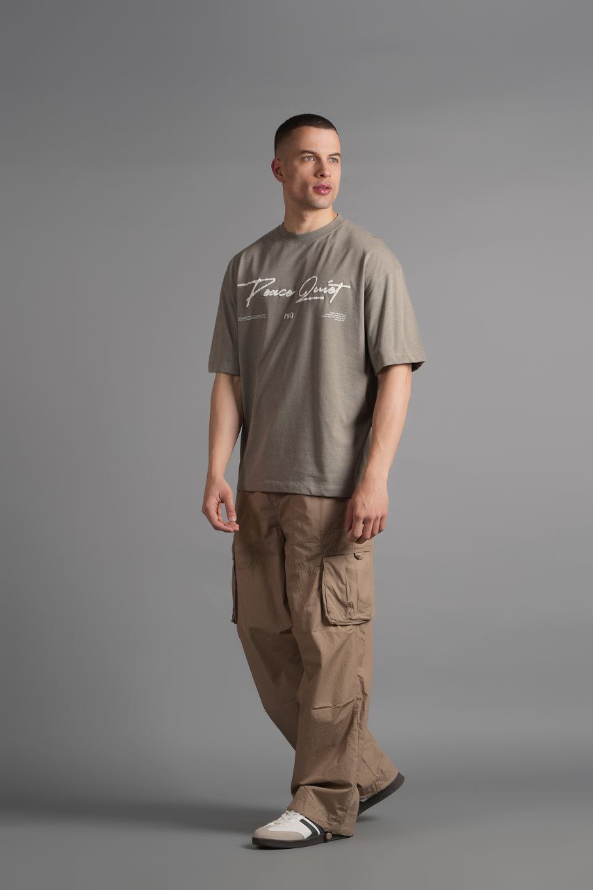 Peace Baskılı T-Shirt Ecru