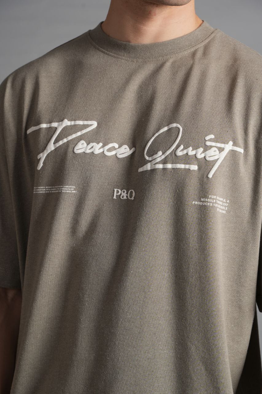 Peace Baskılı T-Shirt Ecru